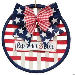 Patriotic Tobacco Woven Ribbon Wreath NWT
